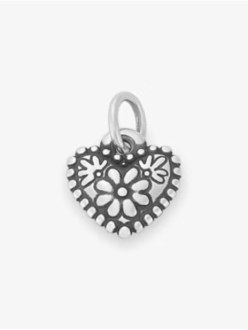 James Avery Sterling Silver Petite Floral Heart Charm